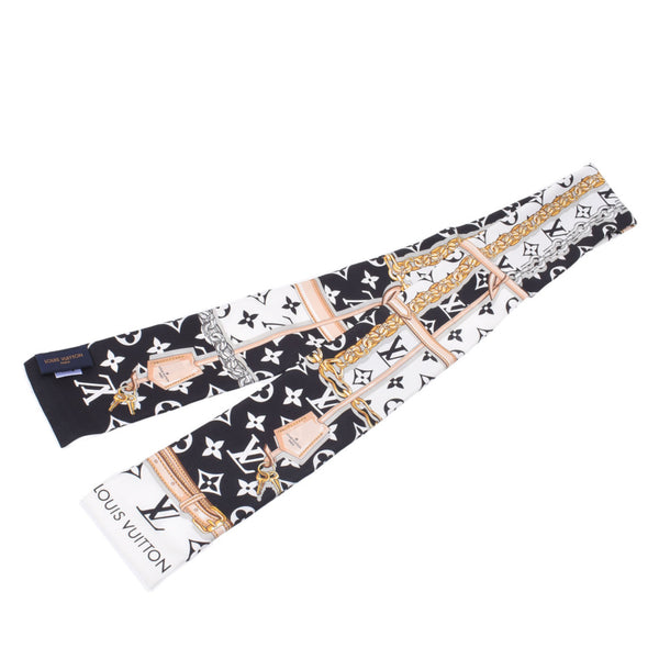 LOUIS VUITTON Louviton, monogram, black/white/white/M78656 Ladies silk 100 % scarves, 100 % scarf.