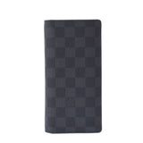 Louis Vuitton Louis Vuitton Damier Graphit Portfoille Braza Black N62665 Men's Dumie Graphit Canvas Long Wallet B Rank Used Silgrin