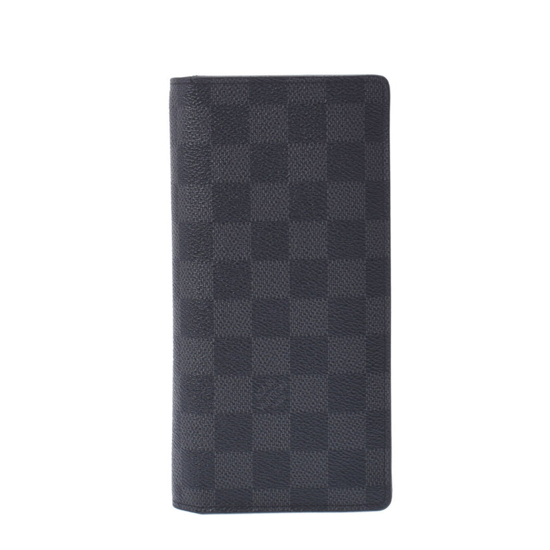 Louis Vuitton Louis Vuitton Damier Graphit Portfoille Braza Black N62665 Men's Dumie Graphit Canvas Long Wallet B Rank Used Silgrin