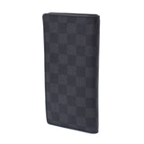 Louis Vuitton Louis Vuitton Damier Graphit Portfoille Braza Black N62665 Men's Dumie Graphit Canvas Long Wallet B Rank Used Silgrin