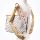 Louis Vuitton Louis Vuitton Damier Azul Never Full MM White N41361 Unisex Damier Azur Cambas Tote Bag AB Rank Used Silgrin