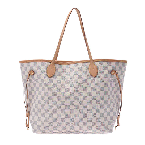 Louis Vuitton Louis Vuitton Damier Azul Never Full MM White N41361 Unisex Damier Azur Cambas Tote Bag AB Rank Used Silgrin