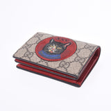 GUCCI Gucci Gg GG Mistic Cat Compact Wallet Greige/Red 499380 Ladies PVC Born Wallet B Rank Used Ginzo