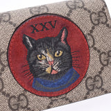 GUCCI Gucci Gg GG Mistic Cat Compact Wallet Greige/Red 499380 Ladies PVC Born Wallet B Rank Used Ginzo