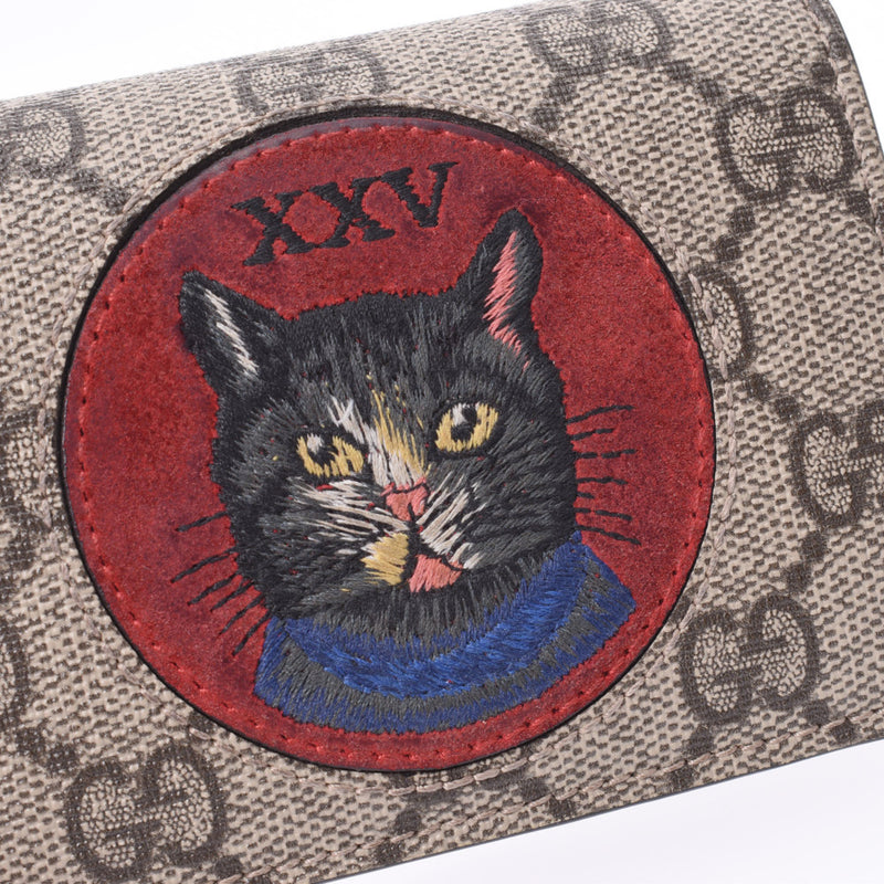 GUCCI】グッチ ミスティックキャット 猫 GGスプリーム 二つ折り財布