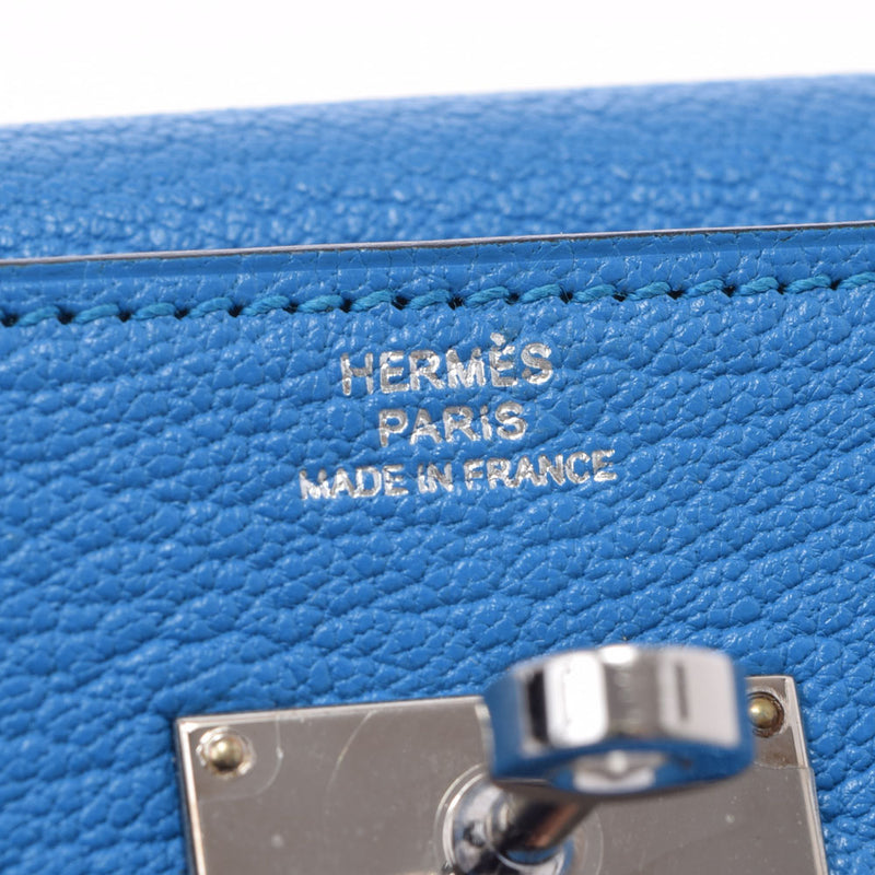 HERMES エルメス ケリー ウォレット ターコイズ シルバー金具 A刻印(2017年頃) ユニセックス シェーブル 長財布 Aランク 中古 銀蔵