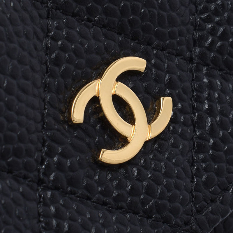 CHANEL シャネル マトラッセ 黒 ゴールド金具 レディース キャビアスキン チェーンウォレット Aランク 中古 銀蔵