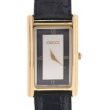 Gucci Gucci 2600M女士GP/Leather Watch Quartz Silver/Black Dial AB等级使用Ginzo