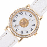 HERMES Hermes Serie Besel Diamond Ladies YG/Leather Watch Quartz White Dial A Rank used Ginzo