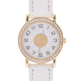 HERMES Hermes Serie Besel Diamond Ladies YG/Leather Watch Quartz White Dial A Rank used Ginzo