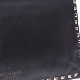 Valentino Garavani Valentino Garavani Rock螺柱黑色男女Calf Clutch Bag B等级使用Ginzo