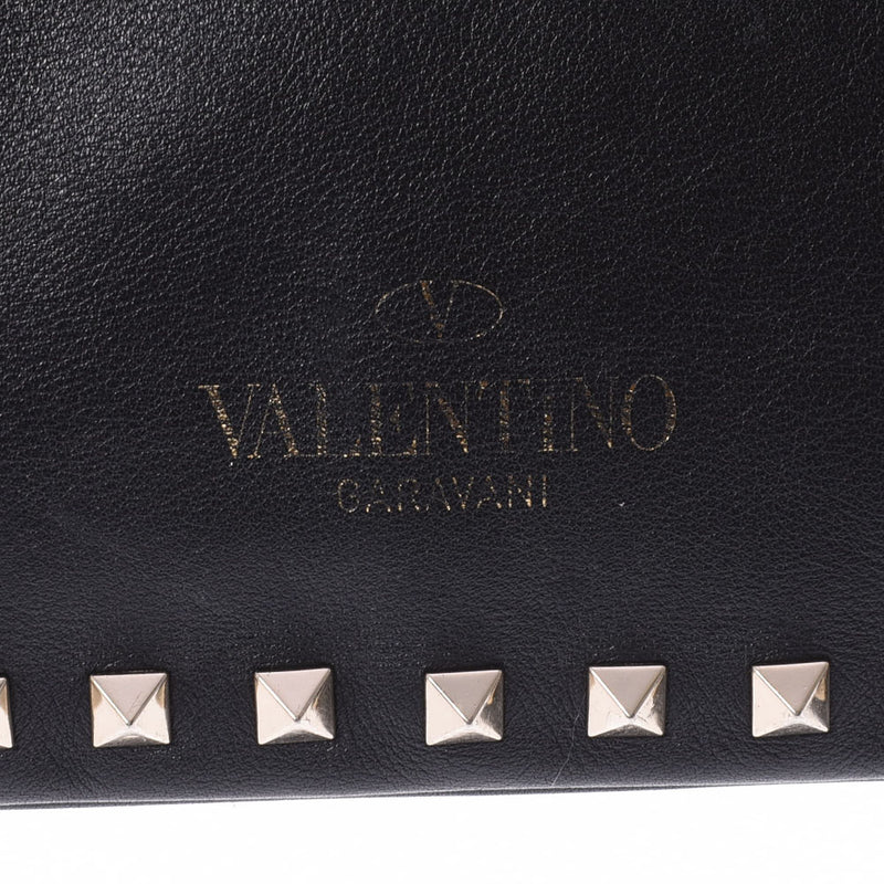 Valentino Garavani Valentino Garavani Rock螺柱黑色男女Calf Clutch Bag B等级使用Ginzo