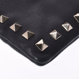 Valentino Garavani Valentino Garavani Rock螺柱黑色男女Calf Clutch Bag B等级使用Ginzo