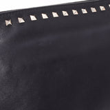 Valentino Garavani Valentino Garavani Rock螺柱黑色男女Calf Clutch Bag B等级使用Ginzo