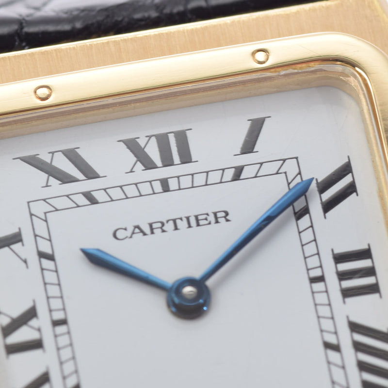 CARTIER カルティエ サントス デュモン SM アンティーク レディース YG/革 腕時計 自動巻き 白文字盤 ABランク 中古 銀蔵