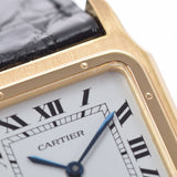 CARTIER カルティエ サントス デュモン SM アンティーク レディース YG/革 腕時計 自動巻き 白文字盤 ABランク 中古 銀蔵