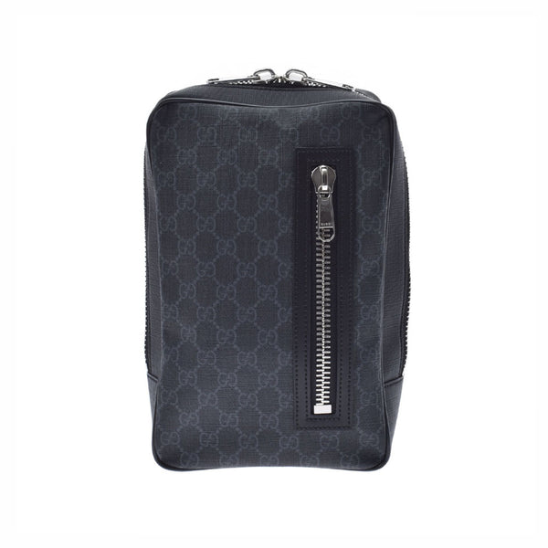 GUCCI Gucci GG Pattern Belt Bag Black/Gray 478325 Unisex GG Sprem Canvas Leather Body Bag New Used Ginzo