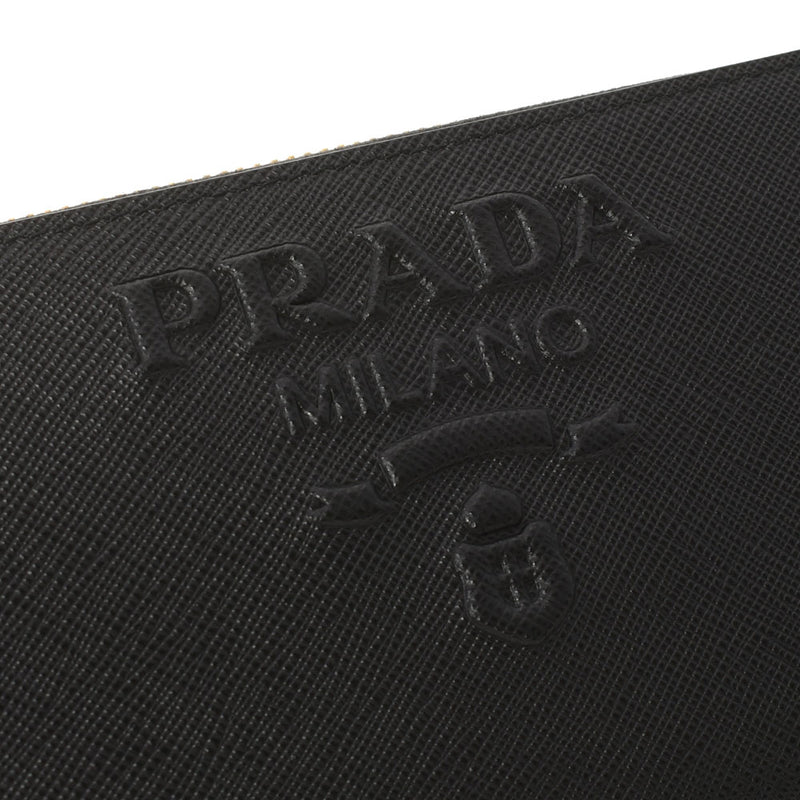 Prada Prada圆形紧固件黑色银支1ML506女士Safiano Long Wallet New Family Ginzo