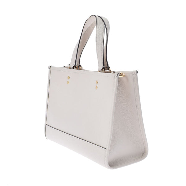COACH Coach Demp Sea Carriol 2WAY Beige/White Gold Bracket Ladies Leather Handbag A Rank used Ginzo