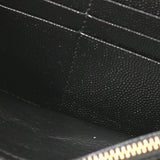 圣劳伦特圣劳伦特紧固件黑色金色支架中性皮革长钱包ab级使用ginzo