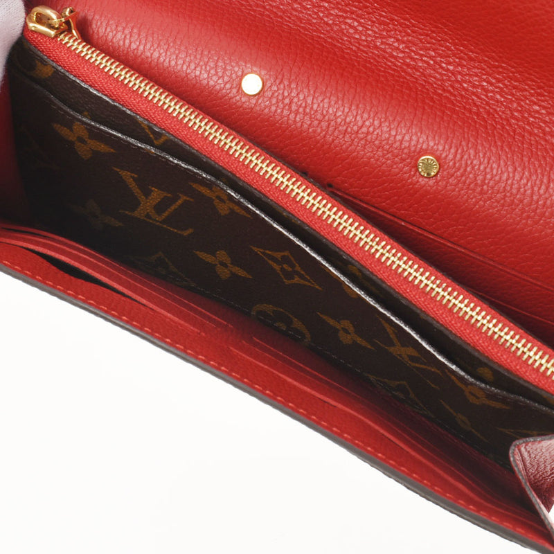 LOUIS VUITTON Louis Vuitton Monogram Portofoille Pallas Three Slose (Red) M58414 Ladies Monogram Canvas Leather Long Wallet A Rank Used Ginzo