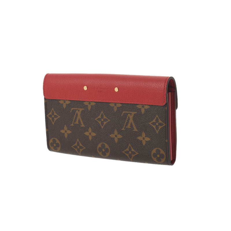 LOUIS VUITTON Louis Vuitton Monogram Portofoille Pallas Three Slose (Red) M58414 Ladies Monogram Canvas Leather Long Wallet A Rank Used Ginzo