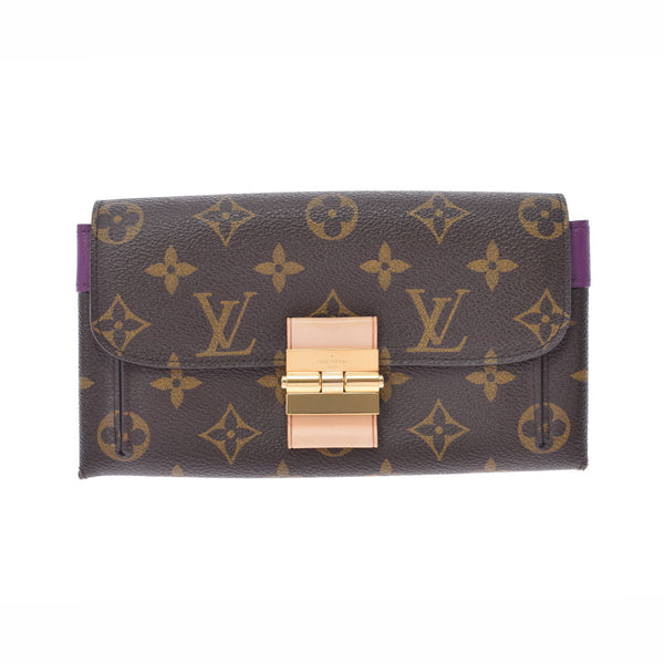 路易威顿路易斯·维顿（Louis Vuitton）Monogry Portofoyille Elise Methist（Purple）M60576女士会标帆布长钱包，二手Ginzo
