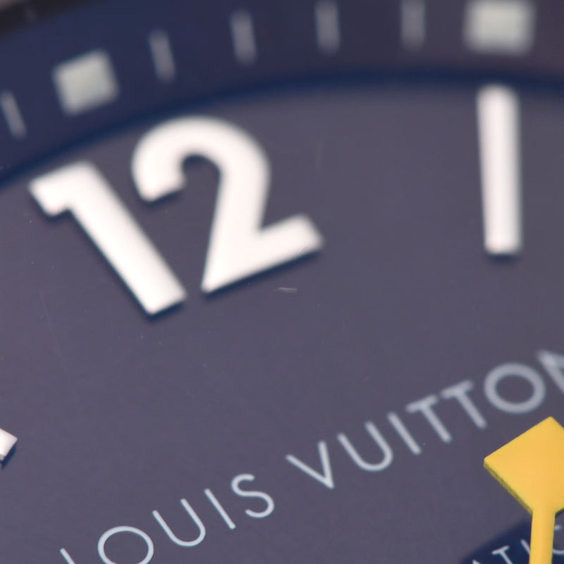 LOUIS VUITTON ルイヴィトン タンブール クロノ Q1121 メンズ SS/革 腕時計 自動巻き ブラウン文字盤 Aランク 中古 銀蔵