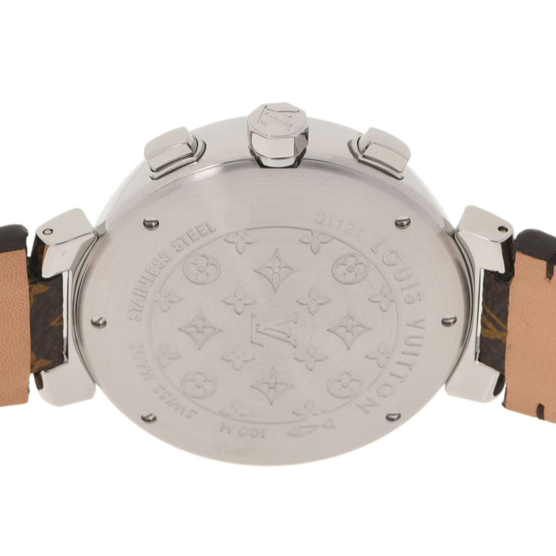 LOUIS VUITTON Louis Vuitton Tambour Chrono Q1121 Men's SS/Leather Watch Automatic Brown Dial A Rank used Ginzo
