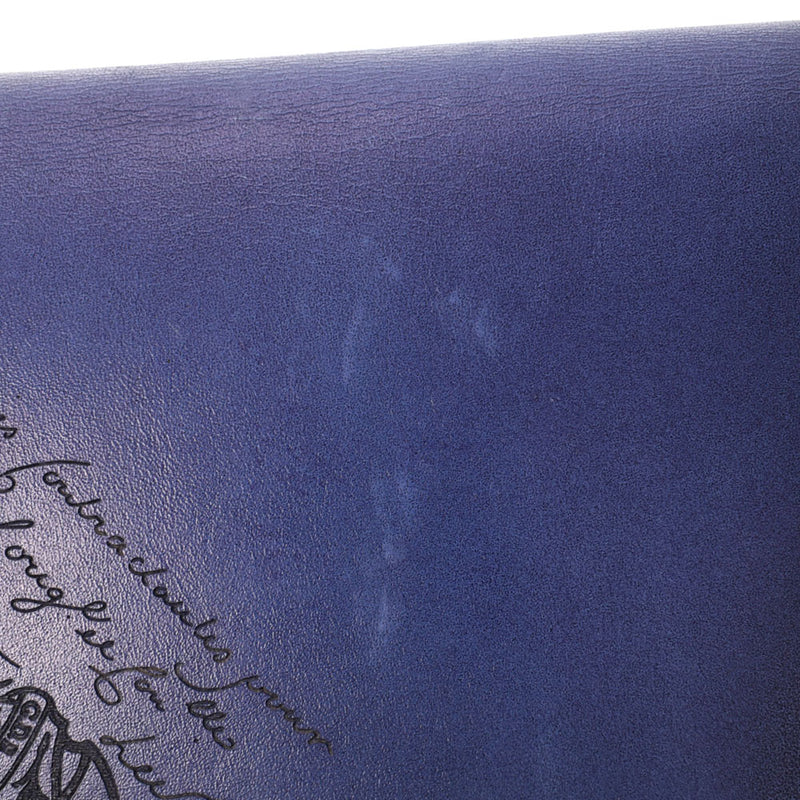 berluti berluti caligraphy bi-折叠钱包蓝色银色支架男士威尼斯皮革钱包ab rank rank use ginzo