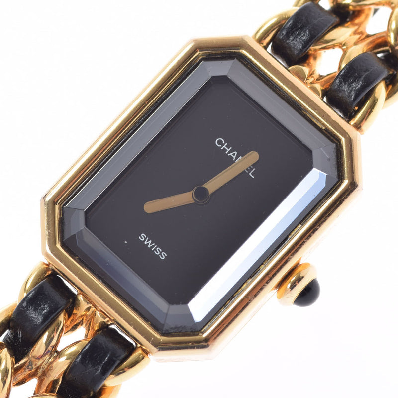 香奈儿香奈儿（Chanel Chanel Chanel）首映尺寸L H0001女士GP/Leather Watch Quartz Black Dis A Rank二手Ginzo