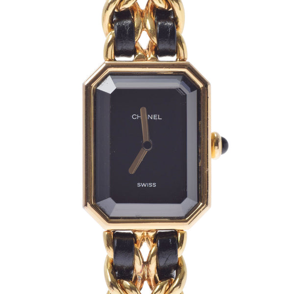 香奈儿香奈儿（Chanel Chanel Chanel）首映尺寸L H0001女士GP/Leather Watch Quartz Black Dis A Rank二手Ginzo