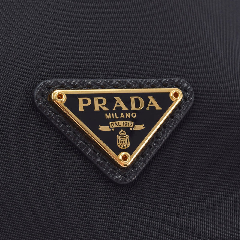 PRADA Prada Black Gold Bracket Ladies Nylon Pouch A Rank used Ginzo