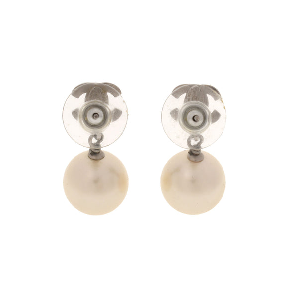 CHANEL Chanel Coco Mark 13 Years Silver Ladies Ladies Linestone Fake Pearl Piercing AB Rank Used Ginzo