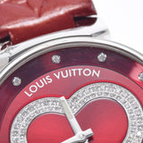 LOUIS VUITTON ルイヴィトン タンブール ハートダイヤ 12Pダイヤ ポムダムール Q1314 レディース SS/革 腕時計 自動巻き ダイヤ/レッド系文字盤 ABランク 中古 銀蔵