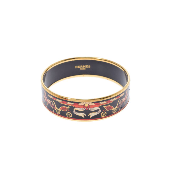 [Summer Selection] Ginzo Used HERMES [Hermes] Emaille GM carriage pattern Bangle/GP unisex