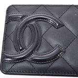 CHANEL シャネル カンボンライン 黒/黒 ユニセックス  ラムスキン カードケース ABランク 中古 銀蔵