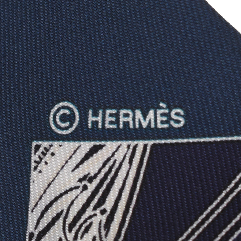 HERMES エルメス ツイリー  SPRINGS SPLINGS BAGUE 紺 レディース シルク100％ スカーフ 新品 銀蔵
