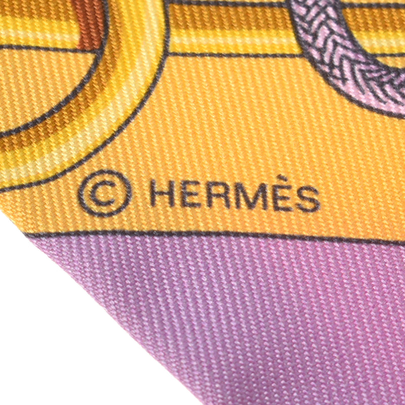 HERMES エルメス ツイリー Cliquetis/クリケティス ピンク レディース シルク100％ スカーフ 新同 中古 銀蔵