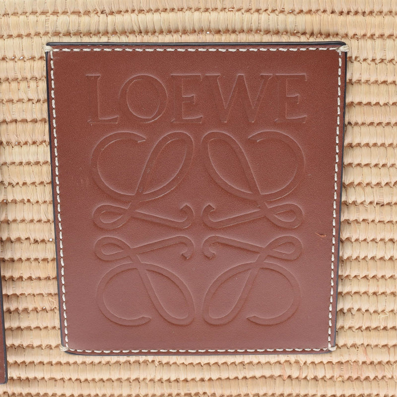 LOEWE ロエベ スクエア バスケットバッグ スモール ベージュ/ブラウン A223099X02 レディース ラフィア/レザー ハンドバッグ ABランク 中古 銀蔵