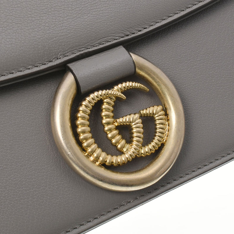 GUCCI グッチ GGマーモント グレー ゴールド金具 589474 レディース レザー ショルダーバッグ ABランク 中古 銀蔵