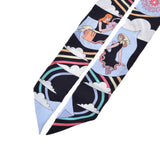 HERMES エルメス ツイリー CARRES VOLANTS ノワール/シエル/マルチカラー レディース シルク100％ スカーフ Aランク 中古 銀蔵