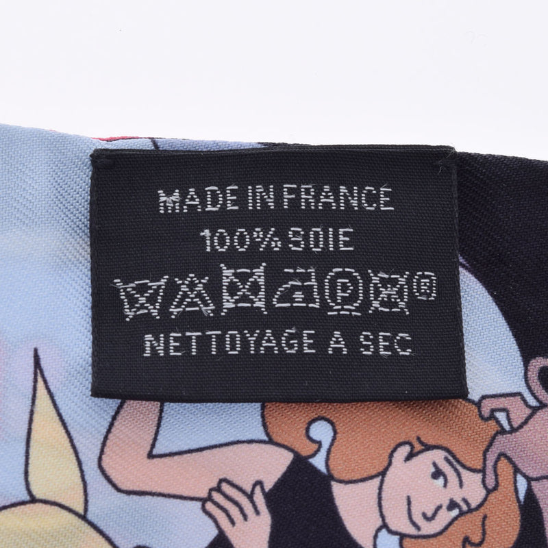 HERMES エルメス ツイリー CARRES VOLANTS ノワール/シエル/マルチカラー レディース シルク100％ スカーフ Aランク 中古 銀蔵