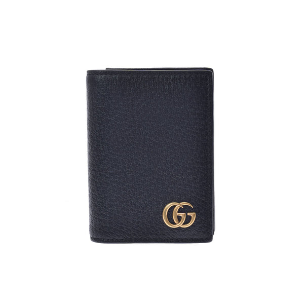 GUCCI グッチ GGマーモント 黒 428737 ユニセックス レザー カードケース Aランク 中古 銀蔵