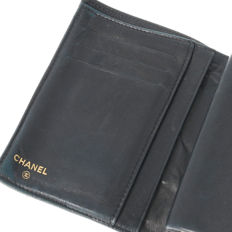 CHANEL シャネル ココマーク ホック財布 黒 ゴールド金具 レディース キャビアスキン 二つ折り財布 Bランク 中古 銀蔵