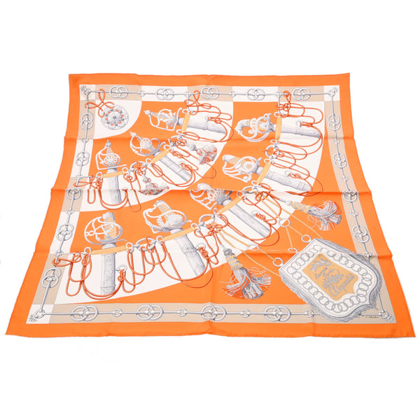 エルメスカレ90 CLIQUETIS オレンジ/グリス/ブラン レディース