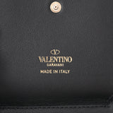 Valentino ヴァレンチノ コンパクトウォレット スタッズ 黒 ゴールド金具 ユニセックス カーフ 二つ折り財布 ABランク 中古 銀蔵