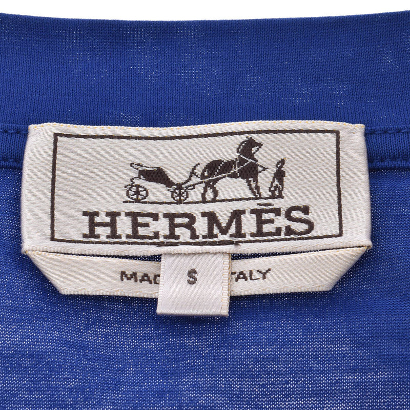 HERMES口袋T恤宝蓝色男士100％纯棉短袖T恤