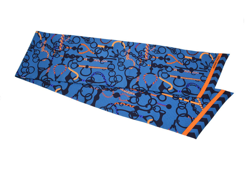 HERMES Maxi Twill Mall Etres Fall/Winter 2018 Collection Blue/Orange/White Ladies Silk 100% Scarf