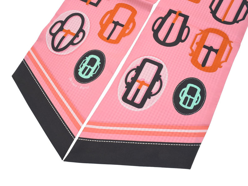 HERMES Maxi Twill Modern Buckle/Vichy Fall/Winter 2018 Collection Pink/Green Ladies Silk 100% Scarf